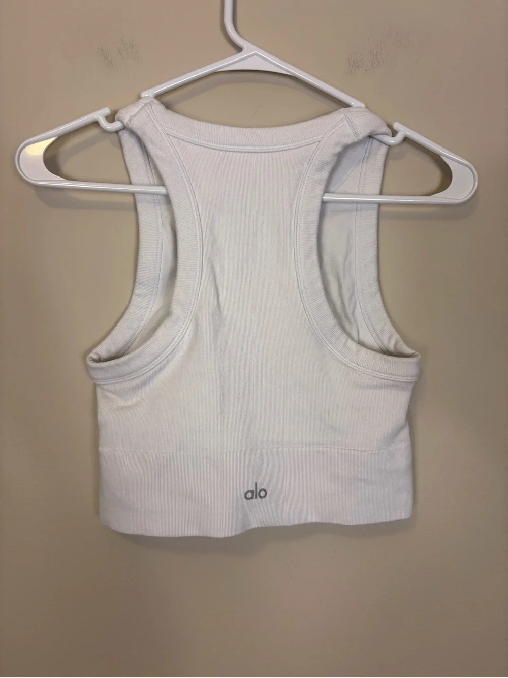 Alo Yoga White Ribbed Tank Crop Top -Small